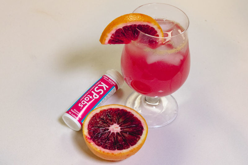 Blood orange spritzer recipe with electrolytes — a refreshing summer mocktail made with KSPtabs
