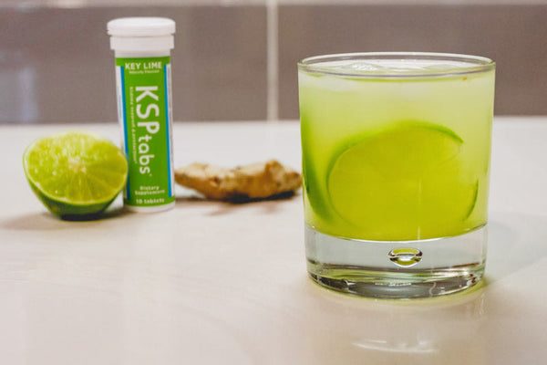 Ginger lime fizz recipe with electrolytes — refreshing summer mocktail made with KSPtabs