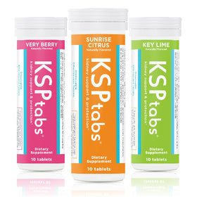 KSPtabs Trial Pack — Very Berry, Key Lime, and Sunrise Citrus electrolyte tablets